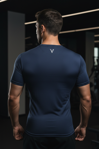 Vyral Compression Shirt back view with V emblem at neck
